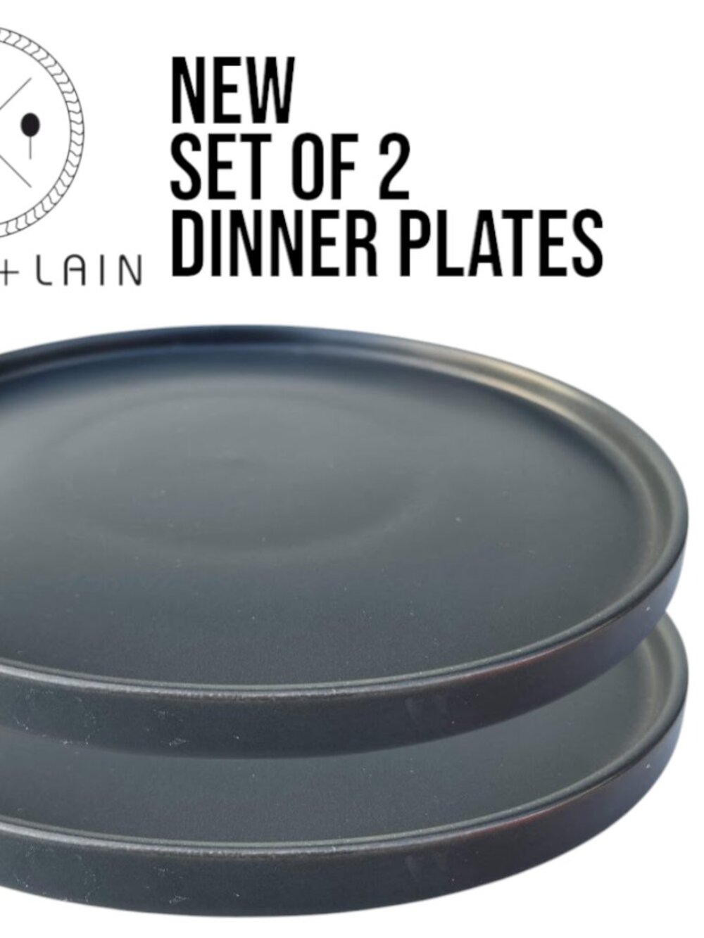 NEW 2X Stone Lain Stoneware Round Dinner Plate Dinnerware Gray Replacement Matte